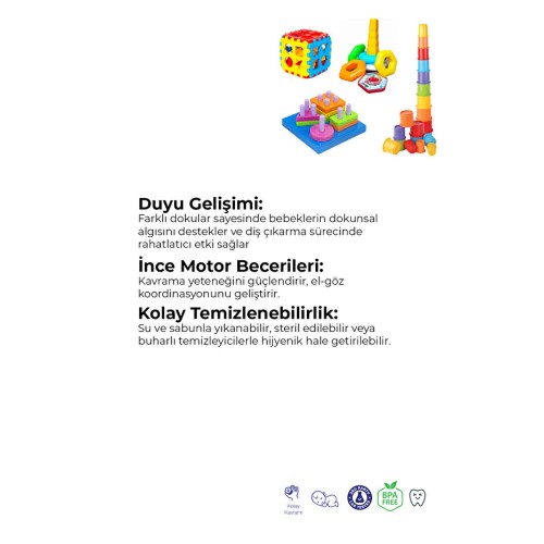 Kiki Bebeğimin Ilk Oyuncakları 4'lü Set Bultak Halka Puzzle Kule Kiki Bebeğimin Ilk Oyuncakları 4'lü Set Bultak Halka Puzzle Kule